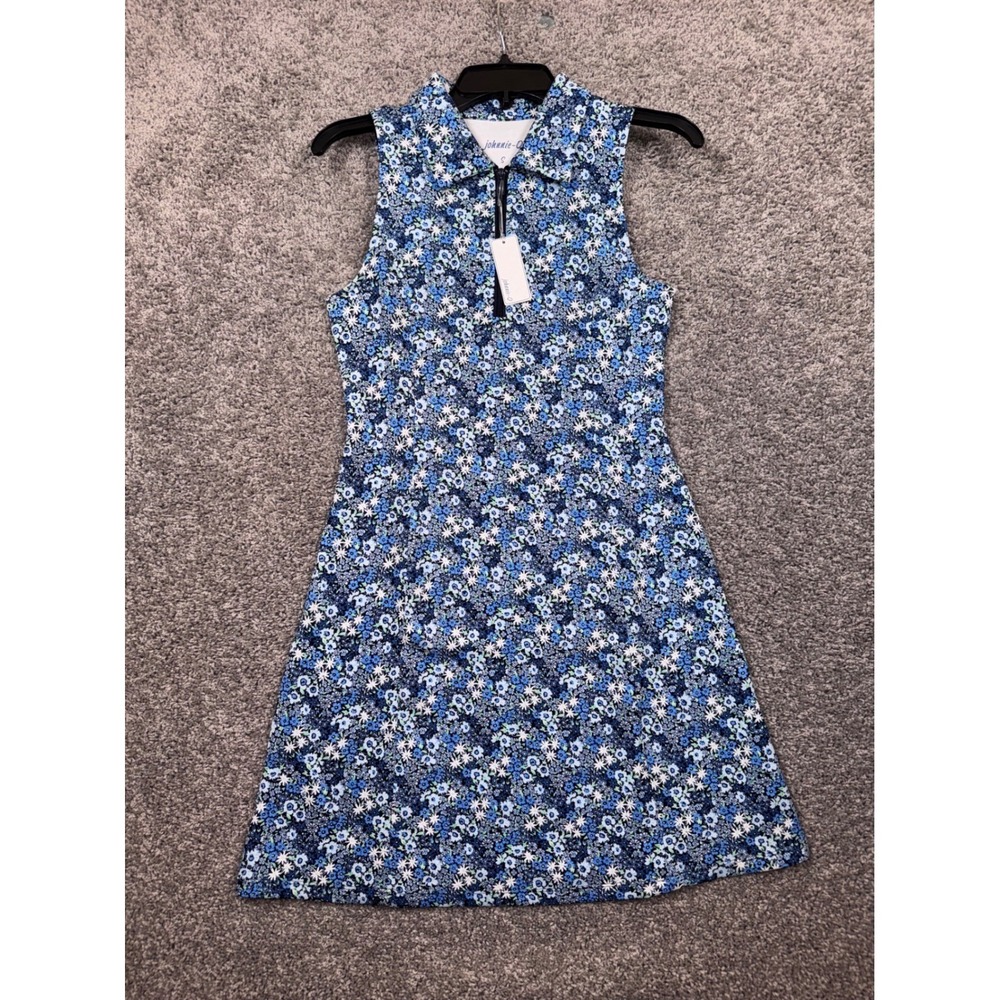 johnnie-O Ginny Dress Womens Floral Stretch Navy Blue Small NEW - Picture 2 of 12